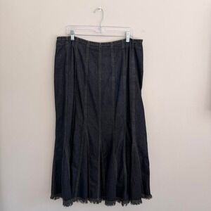 DARKWASH ASHLEY STEWART DENIM PANELED MAX SKIRT